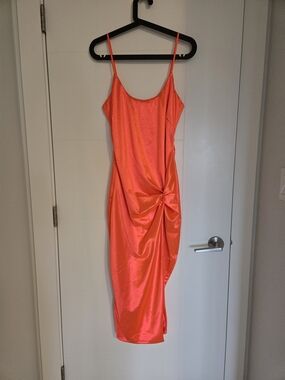 JLUXLABEL Satin Slip Dress in Vibrant -Orange